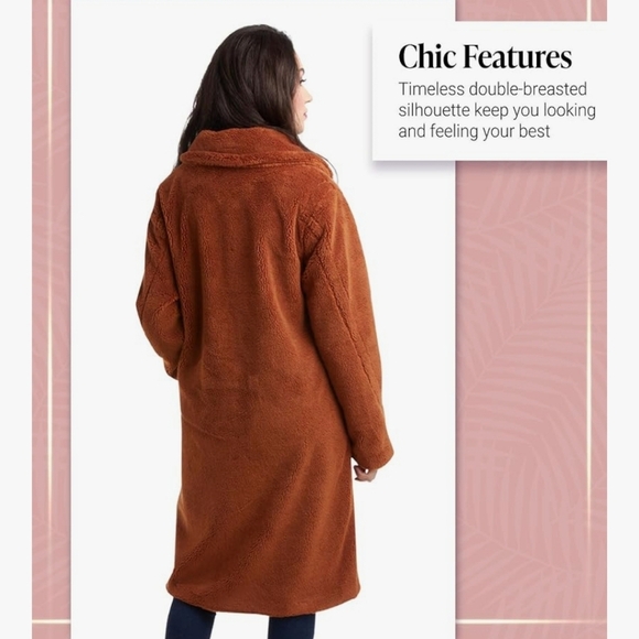 Sherpa Fleece Peacoat-Cognac-Jessica Simpson NWT - Picture 7 of 16